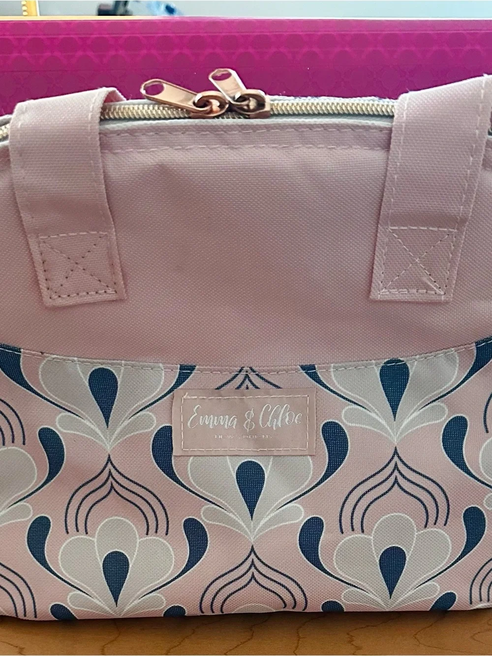 Pink Patterned 9 Can Cooler Tote Bag